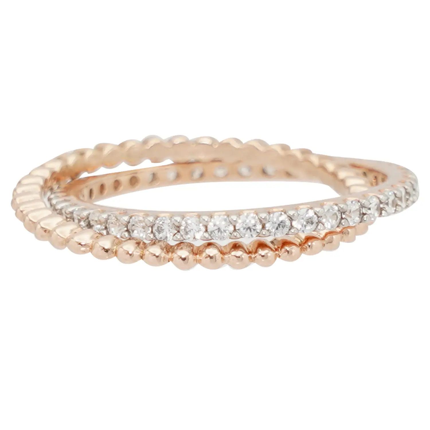 แหวนเงิน925 ชุบทองชมพู18K ดีไซน์แหวนคล้อง 2 วง - Image 4