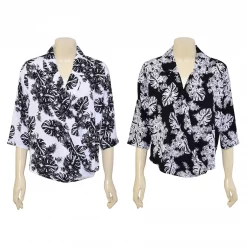 เสื้อเชิ้ตปกซาฟารี แขนสามส่วน  Petal Twists