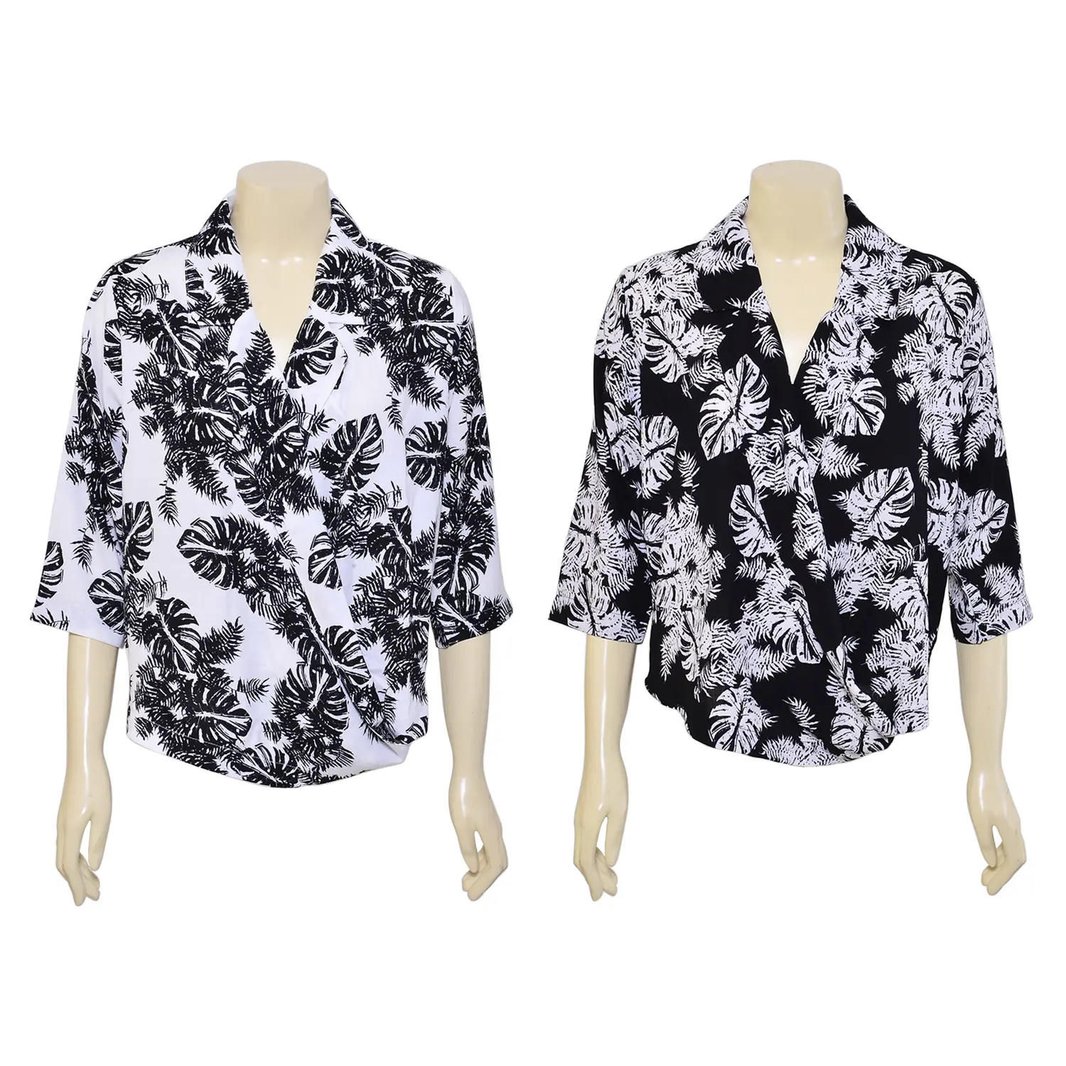 เสื้อเชิ้ตปกซาฟารี แขนสามส่วน Petal Twists