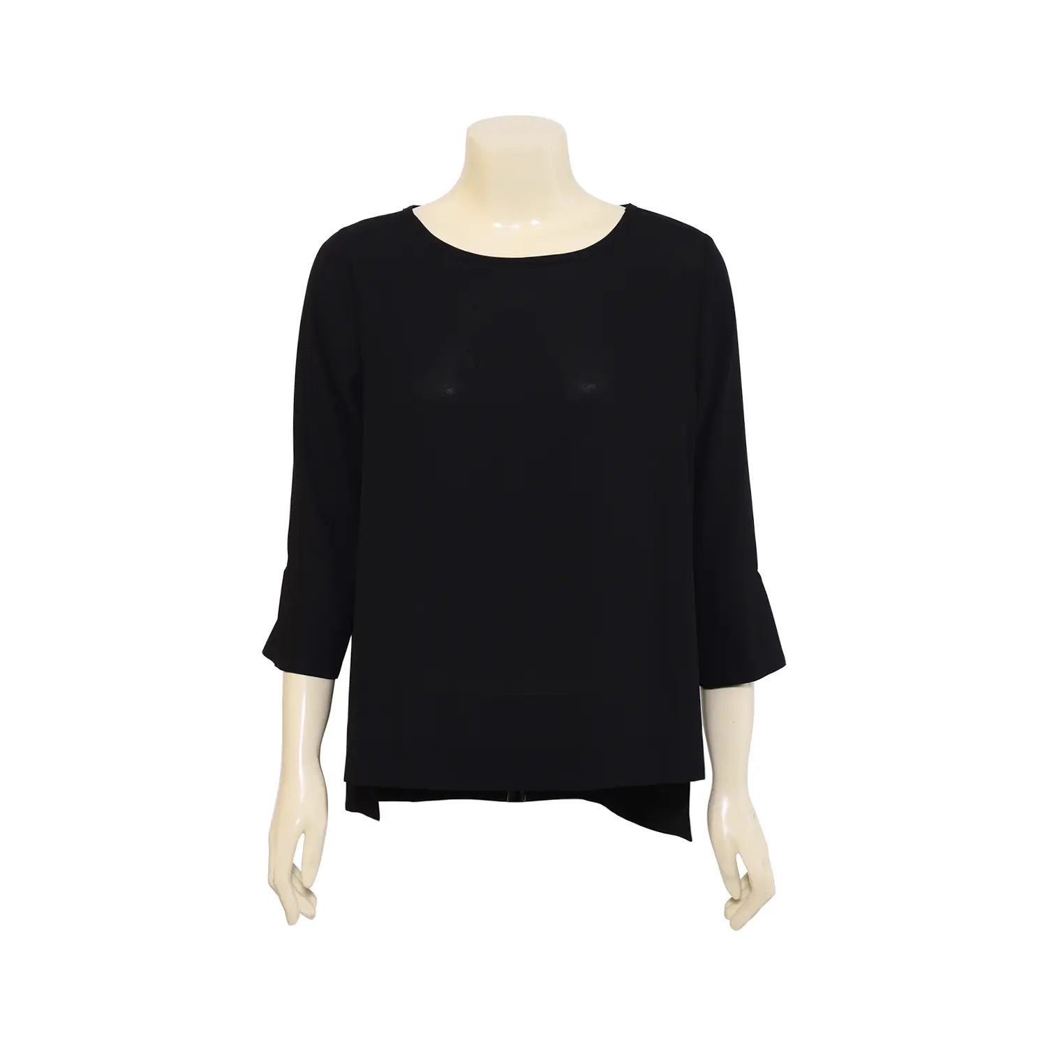 เสื้อสตรีคอปาด แขน 4 ส่วนทรงกระบอก ผ้าจอร์เจียสีพื้น - Image 3