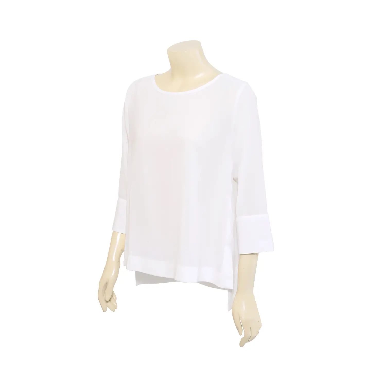 เสื้อสตรีคอปาด แขน 4 ส่วนทรงกระบอก ผ้าจอร์เจียสีพื้น - Image 4