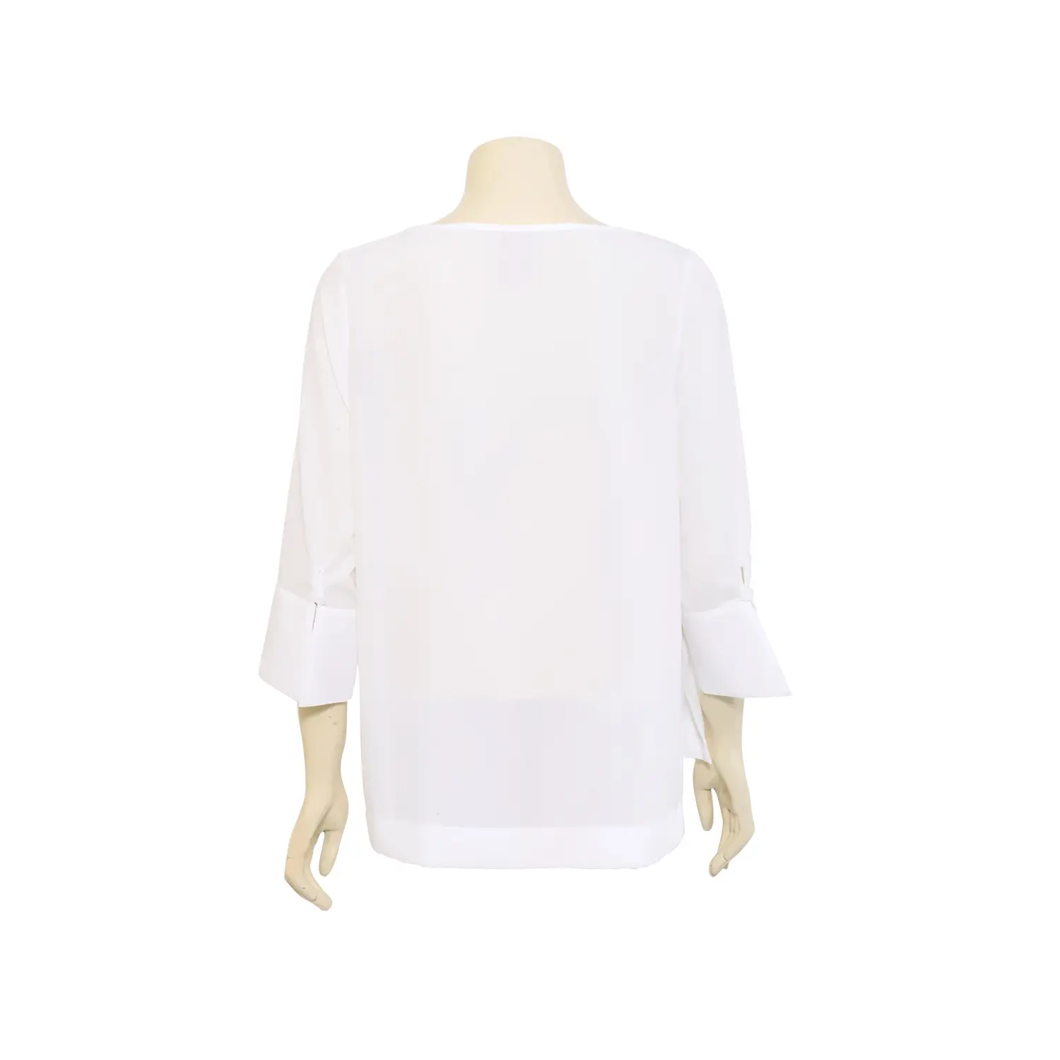 เสื้อสตรีคอปาด แขน 4 ส่วนทรงกระบอก ผ้าจอร์เจียสีพื้น - Image 5