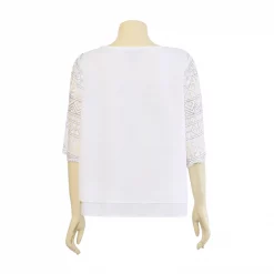 เสื้อสตรีคอปาดแขนยาว 4 ส่วน  ตกแต่งผ้าลูกไม้ทอ 2 สี - Image 2
