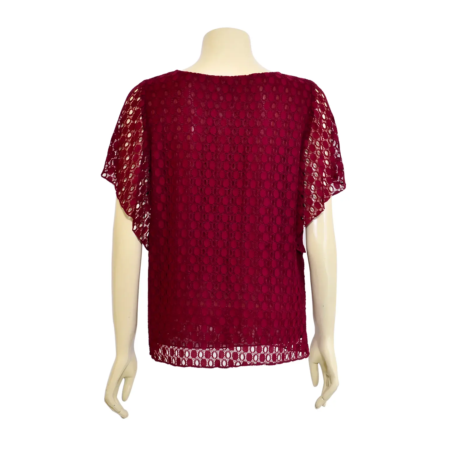 เสื้อสตรีคอกลมแบบสวม แขนสั้นผ่าท้องแขน ผ้าลูกไม้วิคตอเรีย - Image 2