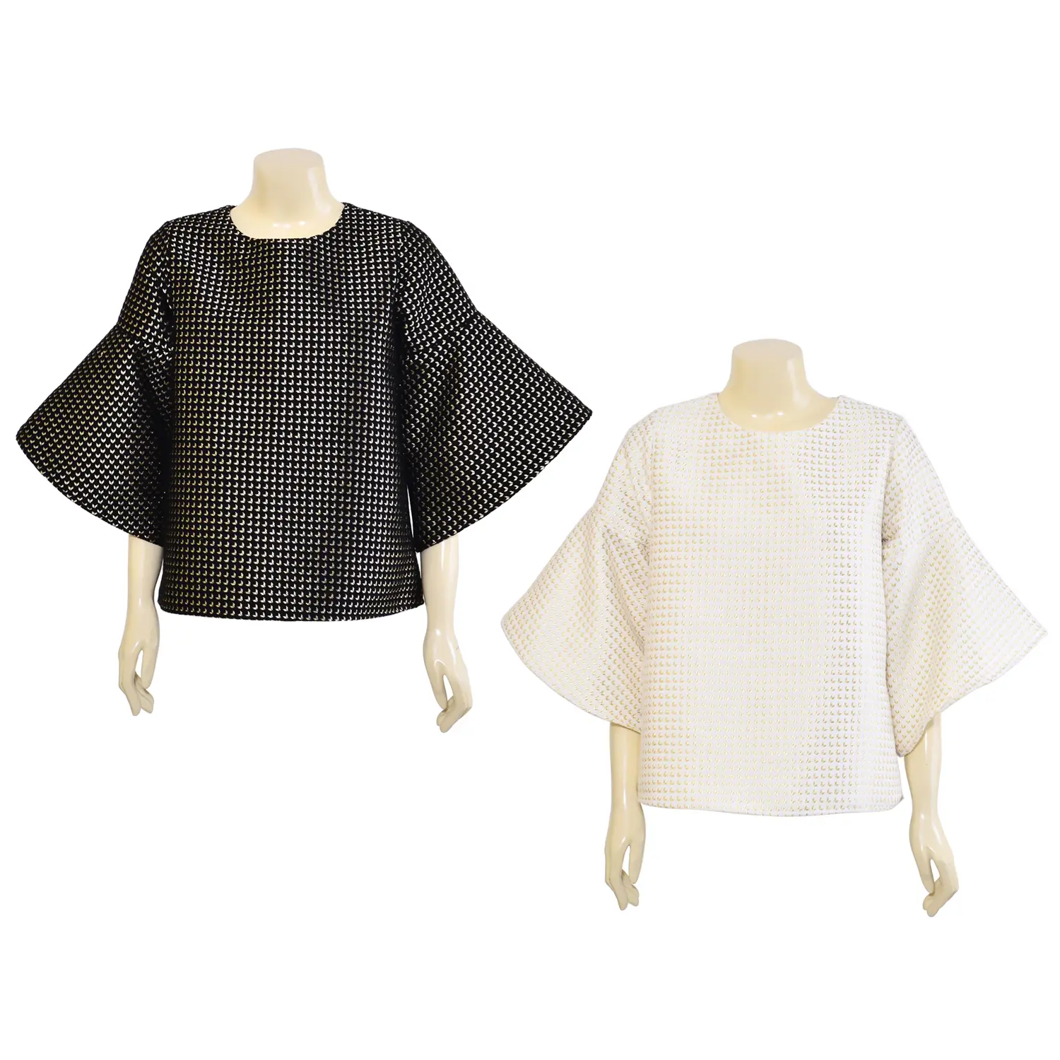 เสื้อสตรีคอกลมแบบสวม แขนกระดิ่งยาว 4 ส่วน