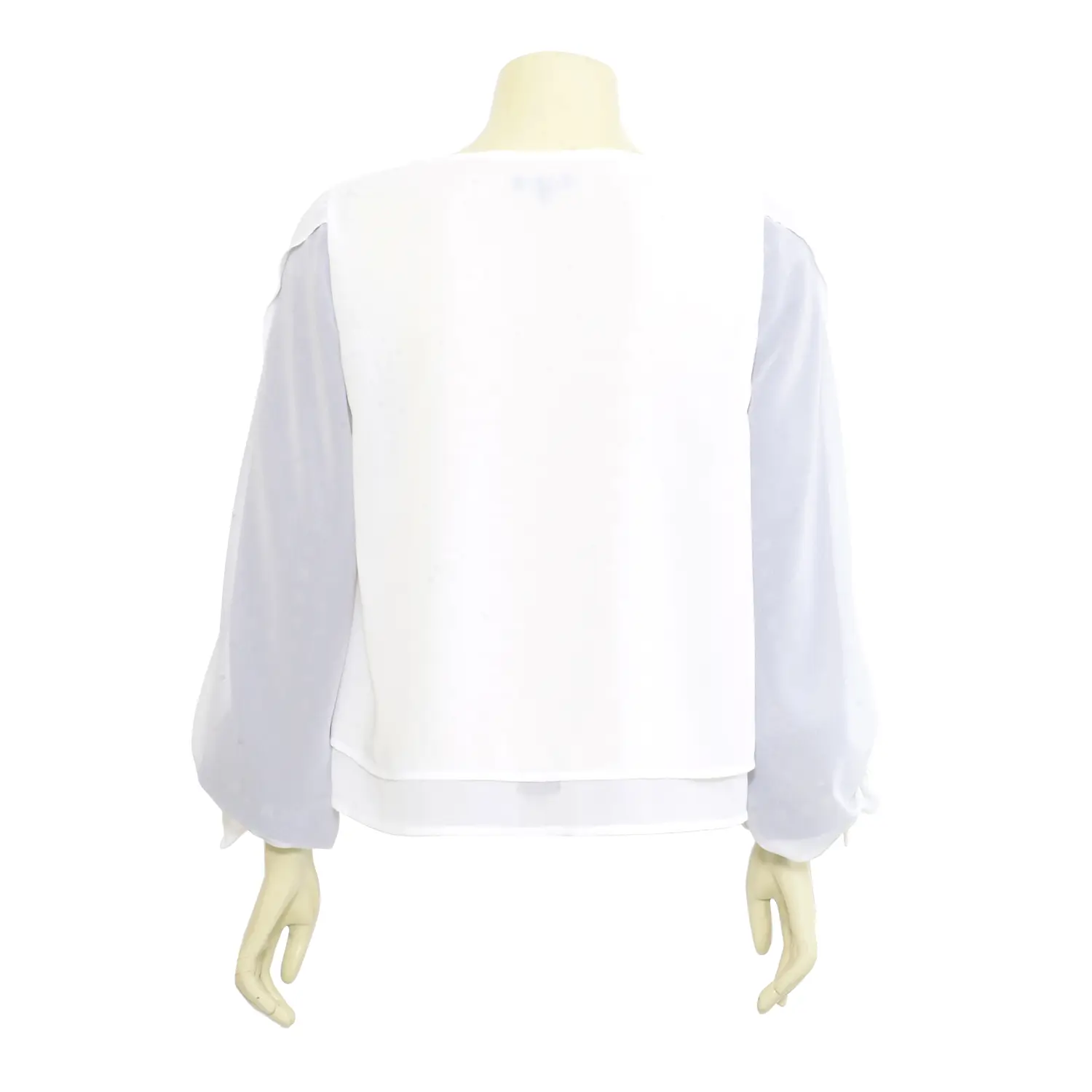 เสื้อสตรีคอกลม แบบสวม แขนยาว ตกแต่ง ปลายแขนผูกโบว์ - Image 3