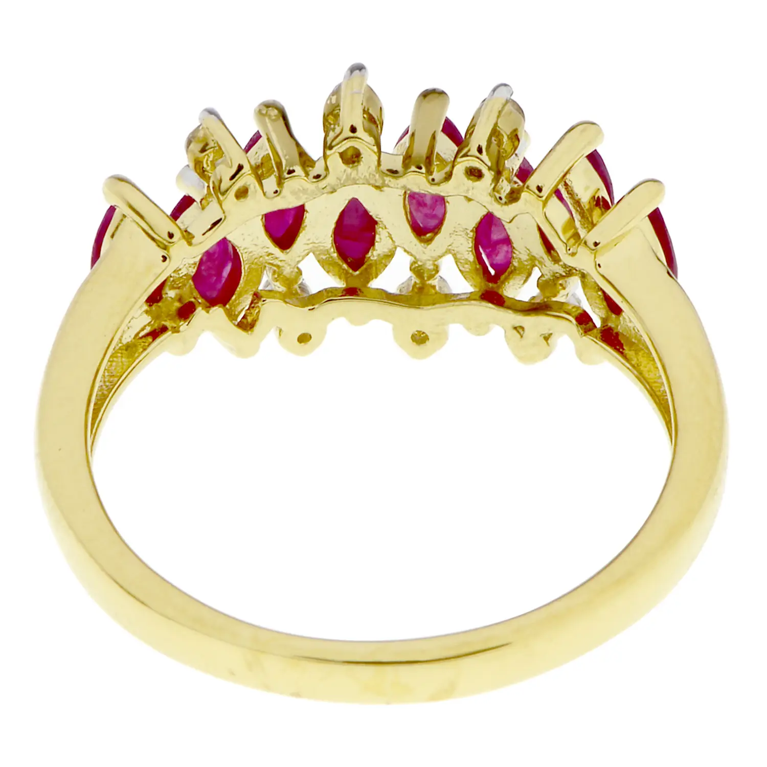 แหวนเงิน925 ชุบทอง18K ประดับทับทิมทรงมาร์คีส์ และเซอร์คอนไร้สี - Image 4