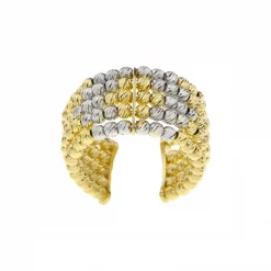 แหวนเงิน925 ชุบทอง18K ลายลูกบอลทรงกลมตกแต่ง ไดมอนด์ คัท (สไตล์ Stack Ring)