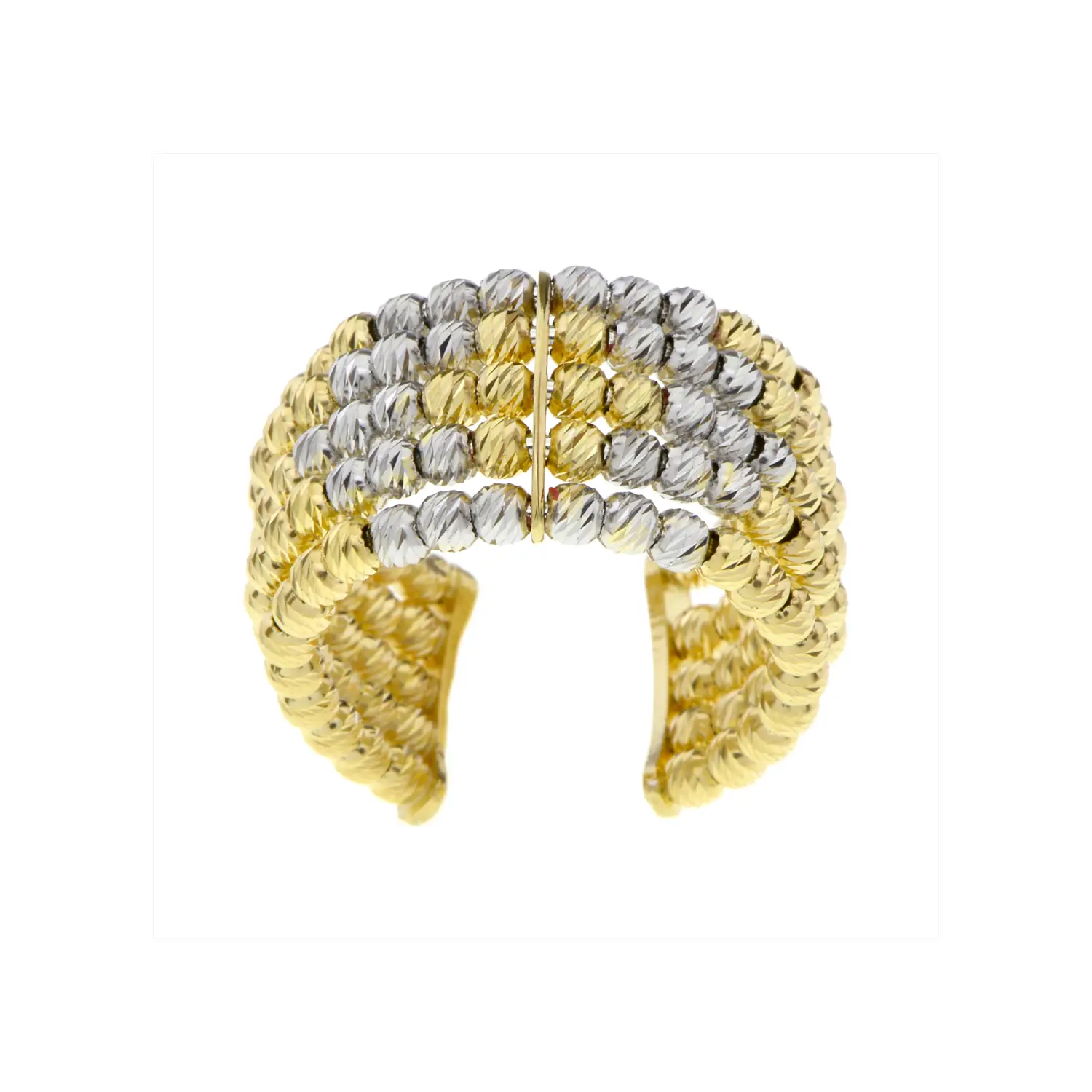 แหวนเงิน925 ชุบทอง18K ลายลูกบอลทรงกลมตกแต่ง ไดมอนด์ คัท (สไตล์ Stack Ring)