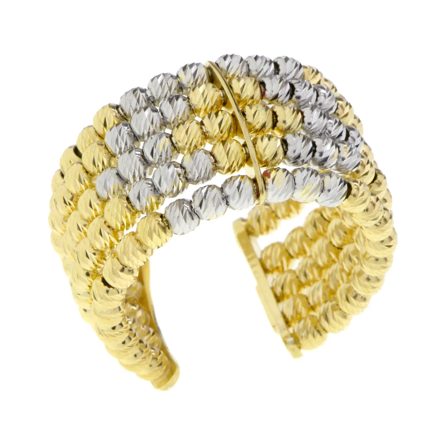 แหวนเงิน925 ชุบทอง18K ลายลูกบอลทรงกลมตกแต่ง ไดมอนด์ คัท (สไตล์ Stack Ring) - Image 2