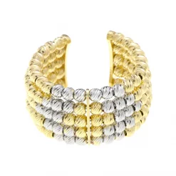 แหวนเงิน925 ชุบทอง18K ลายลูกบอลทรงกลมตกแต่ง ไดมอนด์ คัท (สไตล์ Stack Ring) - Image 3