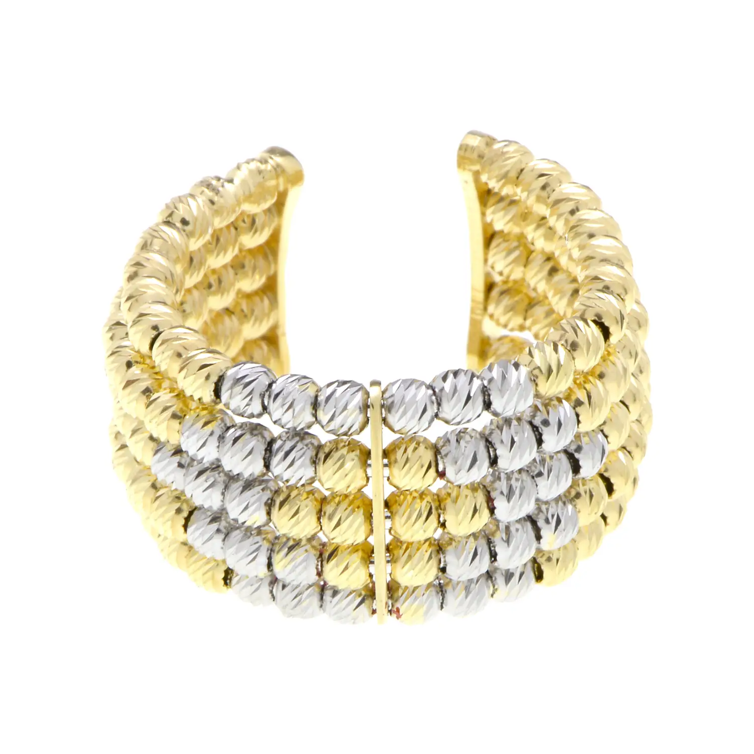 แหวนเงิน925 ชุบทอง18K ลายลูกบอลทรงกลมตกแต่ง ไดมอนด์ คัท (สไตล์ Stack Ring) - Image 3
