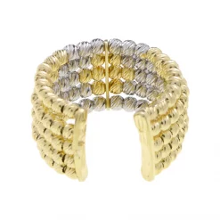 แหวนเงิน925 ชุบทอง18K ลายลูกบอลทรงกลมตกแต่ง ไดมอนด์ คัท (สไตล์ Stack Ring) - Image 4