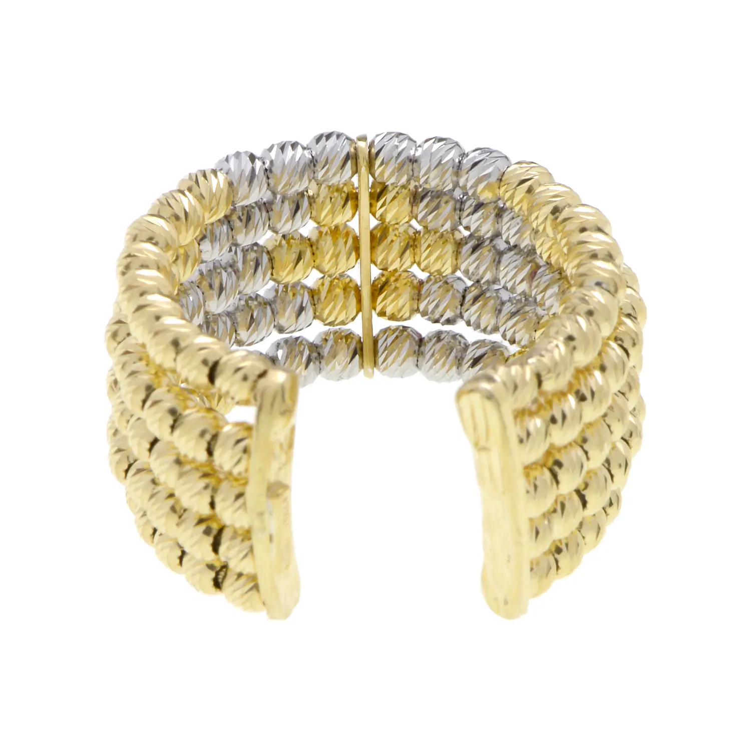 แหวนเงิน925 ชุบทอง18K ลายลูกบอลทรงกลมตกแต่ง ไดมอนด์ คัท (สไตล์ Stack Ring) - Image 4