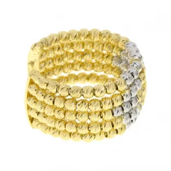 แหวนเงิน925 ชุบทอง18K ลายลูกบอลทรงกลมตกแต่ง ไดมอนด์ คัท (สไตล์ Stack Ring) - Image 5