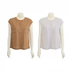 เสื้อสตรีคอกลมแบบสวม ผ่าคอหน้า แขนในตัว ผ้าถัก