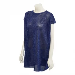 เสื้อสตรีคอกลมแบบสวม แขนเฟรนซ์ สลีฟ  ผ้าถักผสมดิ้น - Image 2