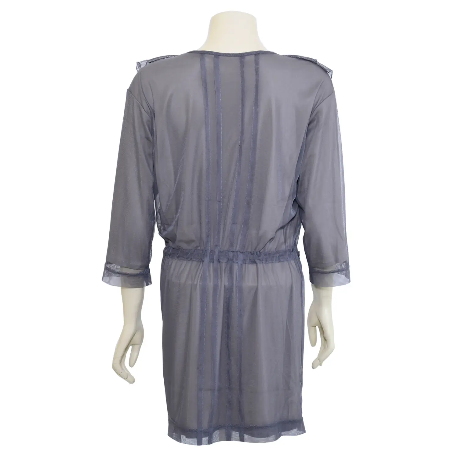 เสื้อตัวยาวคอกลมตกแต่ง ระบาย แขน 3 ส่วน ผ้าทูล - Image 4