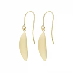 ต่างหูเงิน925 ชุบทอง14K ดีไซน์รูปใบไม้ (Blow Leaf Earring) - Image 2