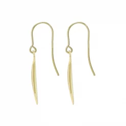 ต่างหูเงิน925 ชุบทอง14K ดีไซน์รูปใบไม้ (Blow Leaf Earring) - Image 3
