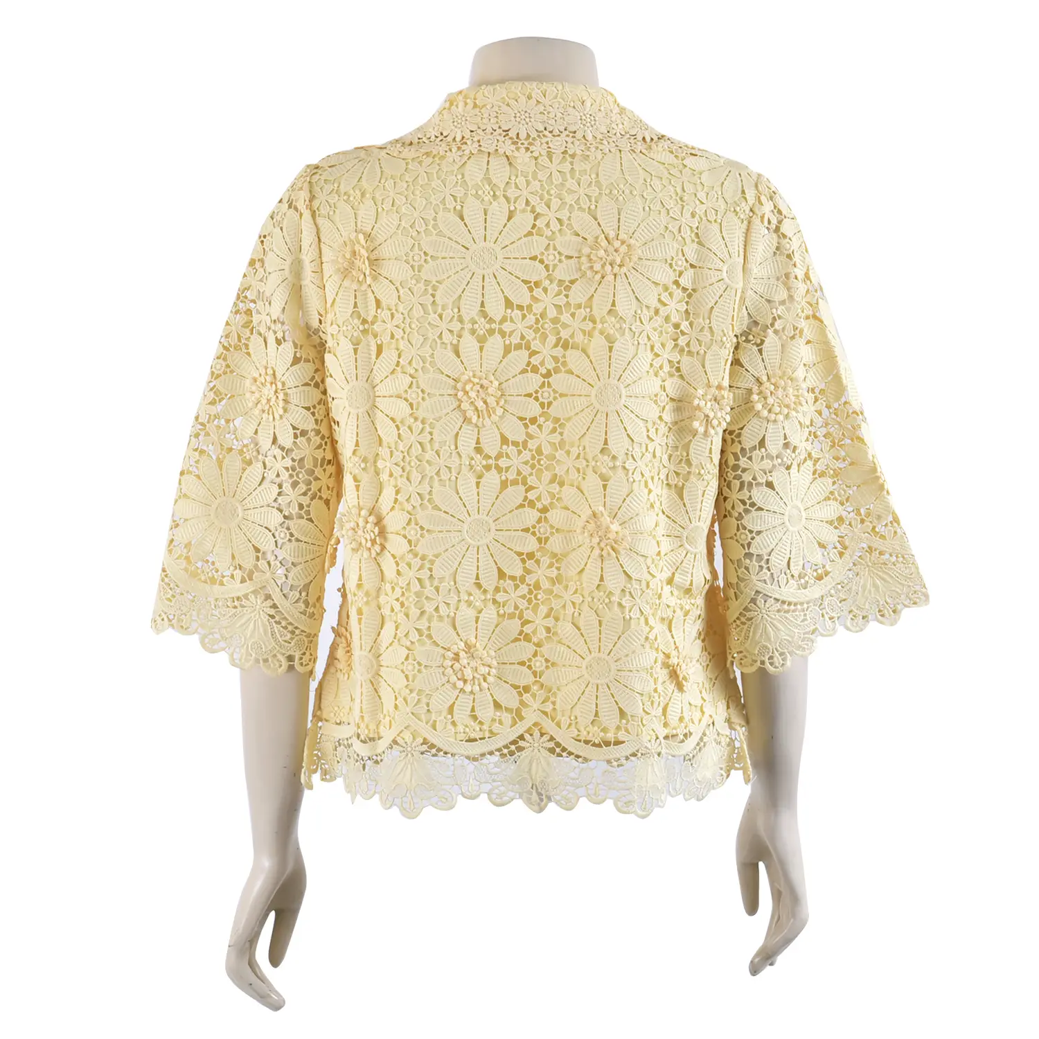 เสื้อสตรีคอปกกระดุมหน้า แขน 4 ส่วน ผ้าลูกไม้สามมิติ - Image 6