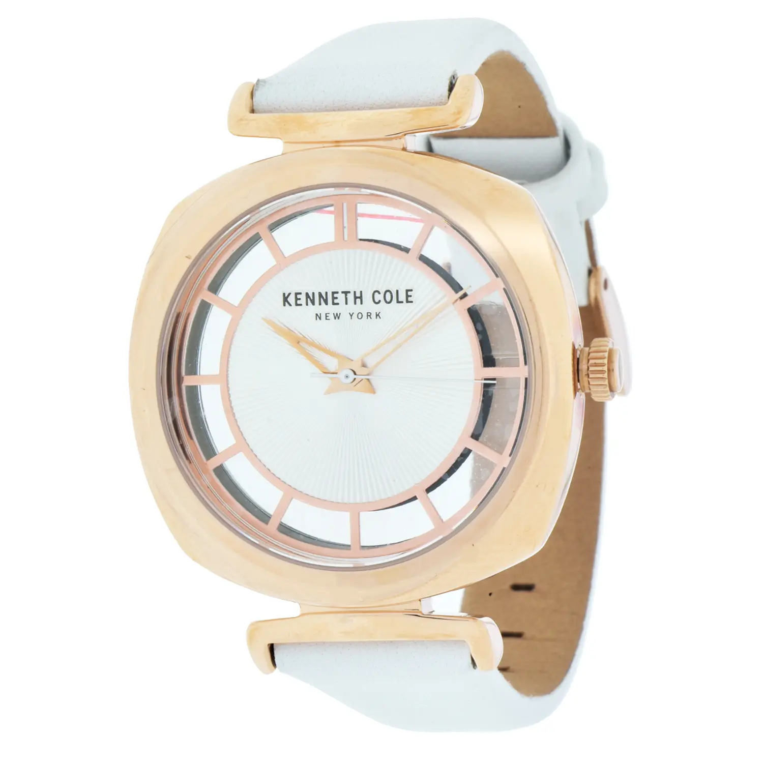 นาฬิกาข้อมือ Kenneth Cole ตัวเรือนทรงหมอนสีโรสโกลด์ สายหนังแท้สีขาว - Image 2