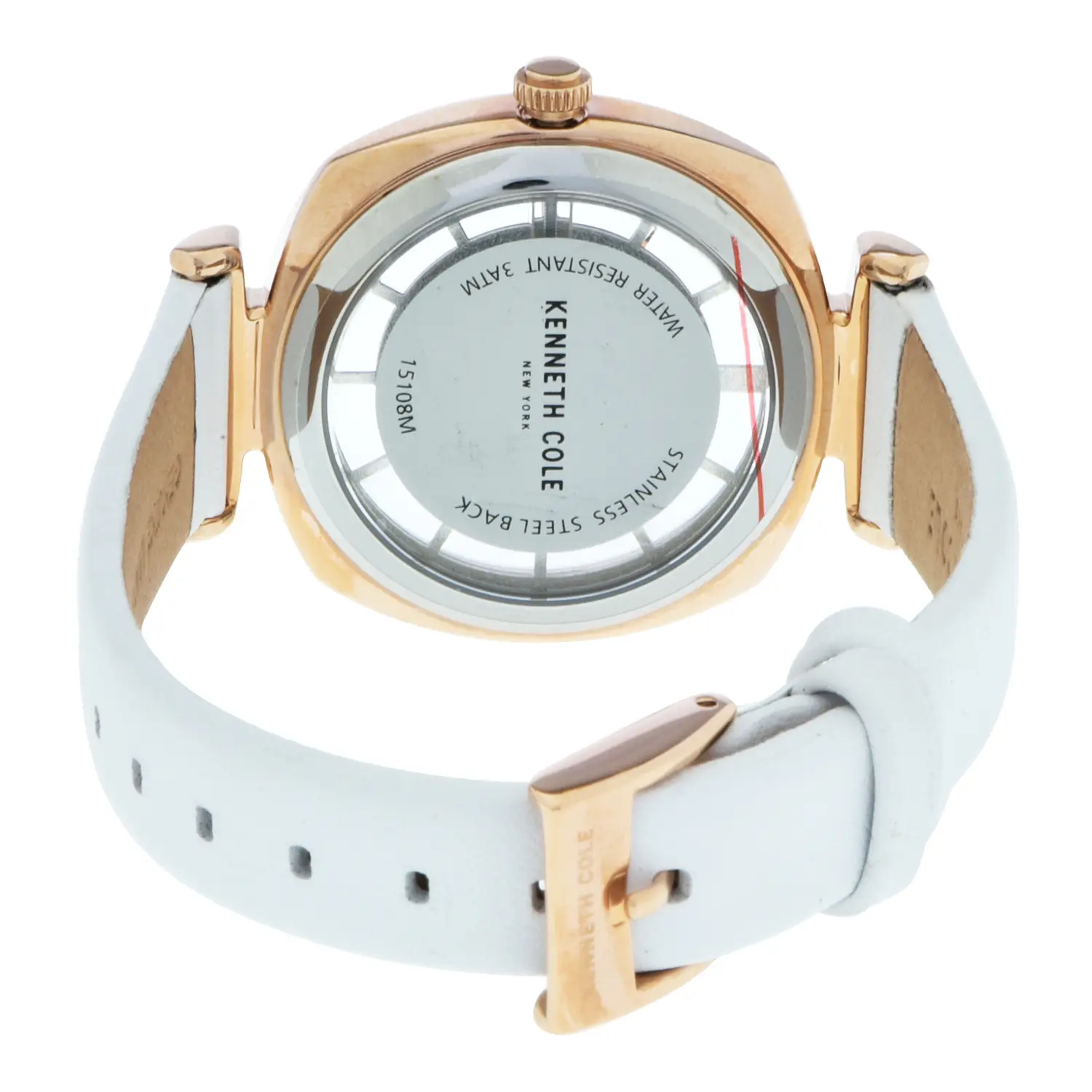 นาฬิกาข้อมือ Kenneth Cole ตัวเรือนทรงหมอนสีโรสโกลด์ สายหนังแท้สีขาว - Image 3