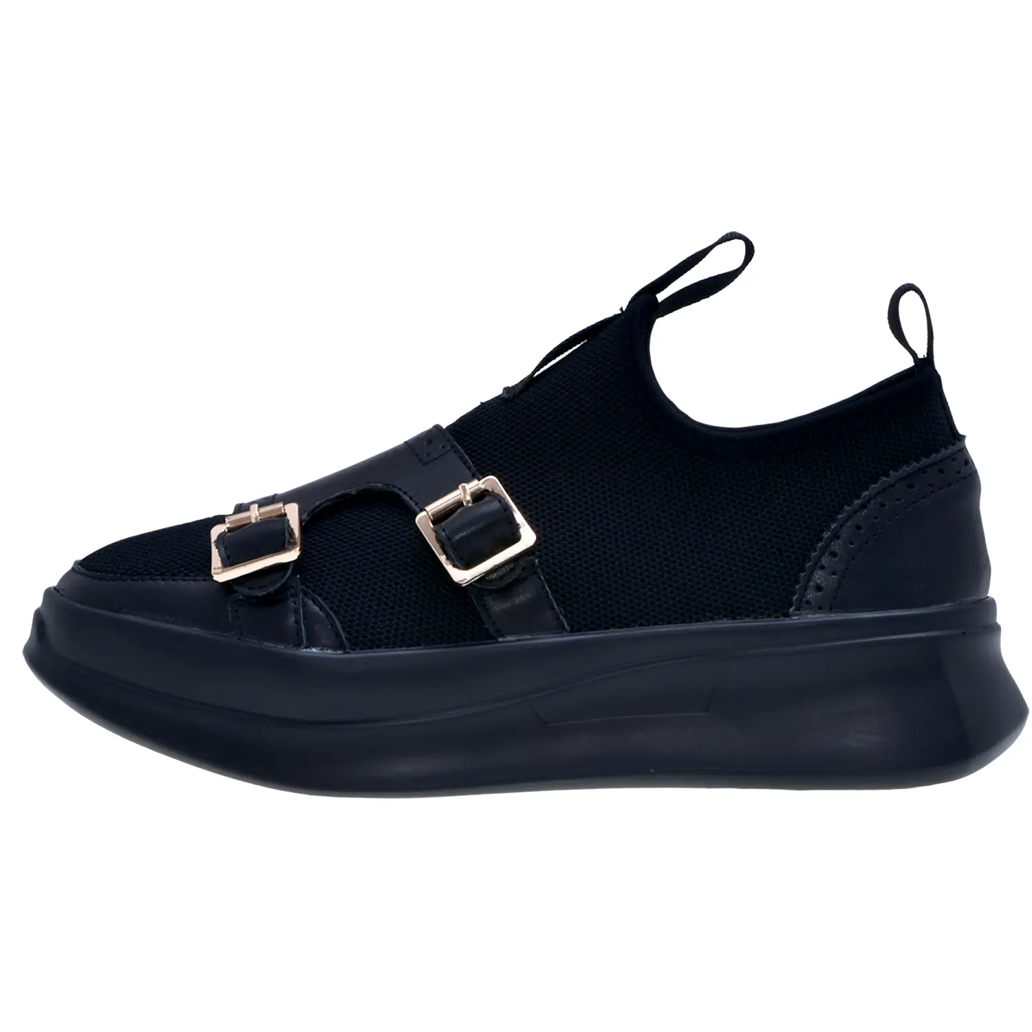 รองเท้าสนีกเกอร์ ผ้าถักตกแต่งหนังวัว และตัวล็อก ดีไซน์ Double Monkstrap - Image 6