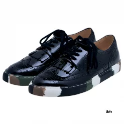 รองเท้าสนีกเกอร์ หนังวัว ดีไซน์ wing-tip ตกแต่งพื้นรองเท้าลายพราง - Image 2