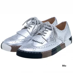 รองเท้าสนีกเกอร์ หนังวัว ดีไซน์ wing-tip ตกแต่งพื้นรองเท้าลายพราง - Image 3