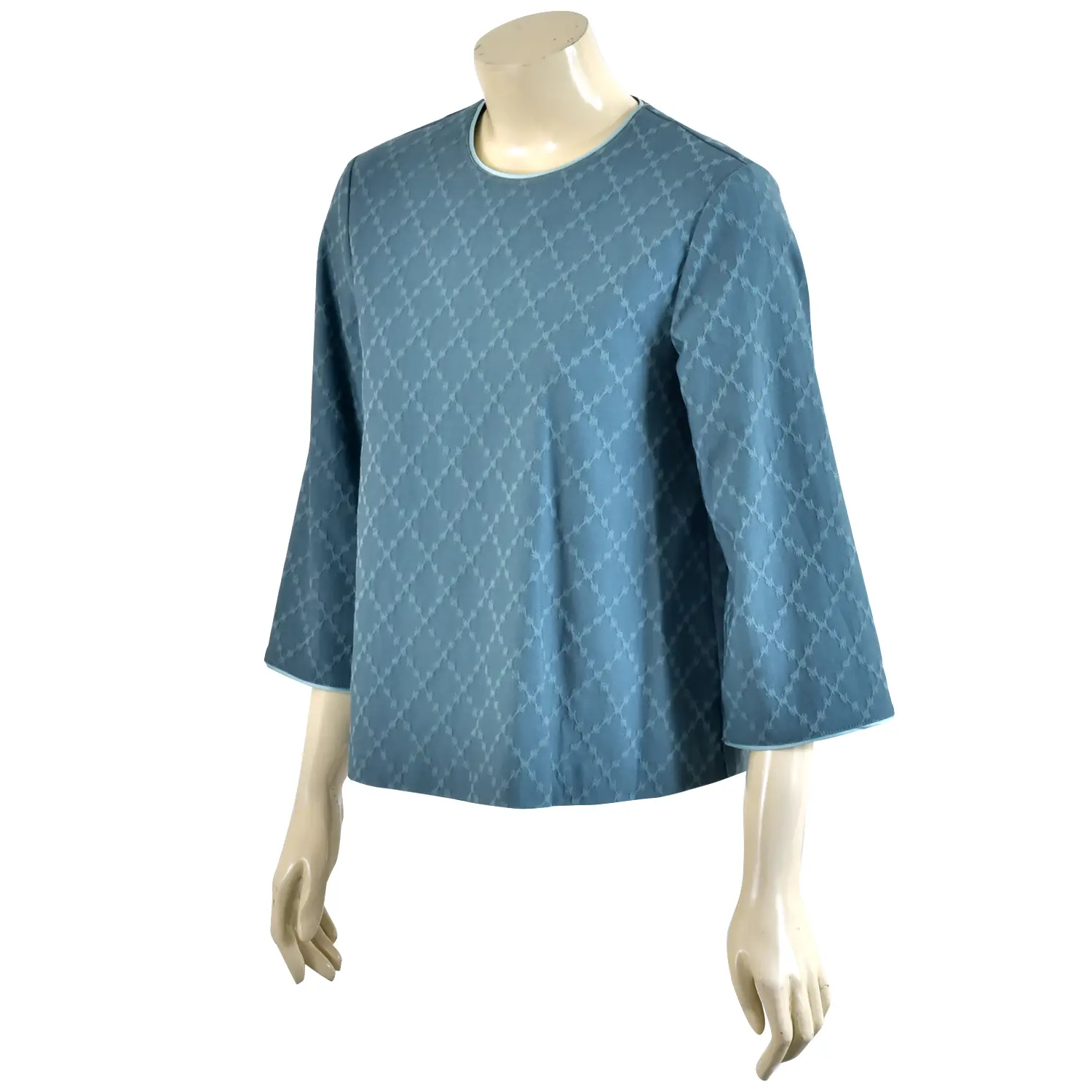 เสื้อสตรีคอกลม แขนยาว 4 ส่วน ผ้าแจ็คการ์ด ทอลายตาราง - Image 5