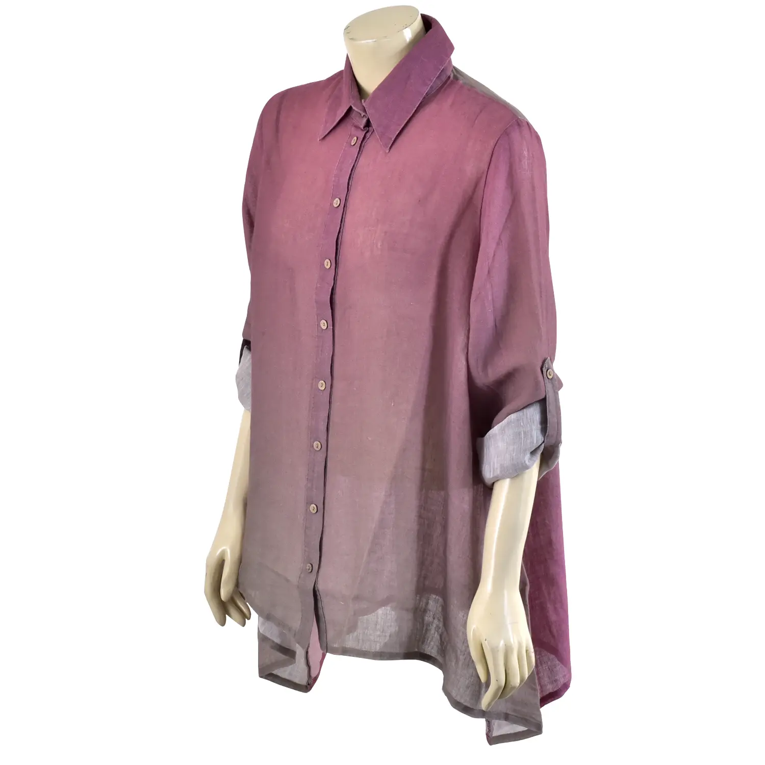 เสื้อปกเชิ้ต แขนยาว ตกแต่งอินธนู ดีไซน์ไล่เฉดสี - Image 2