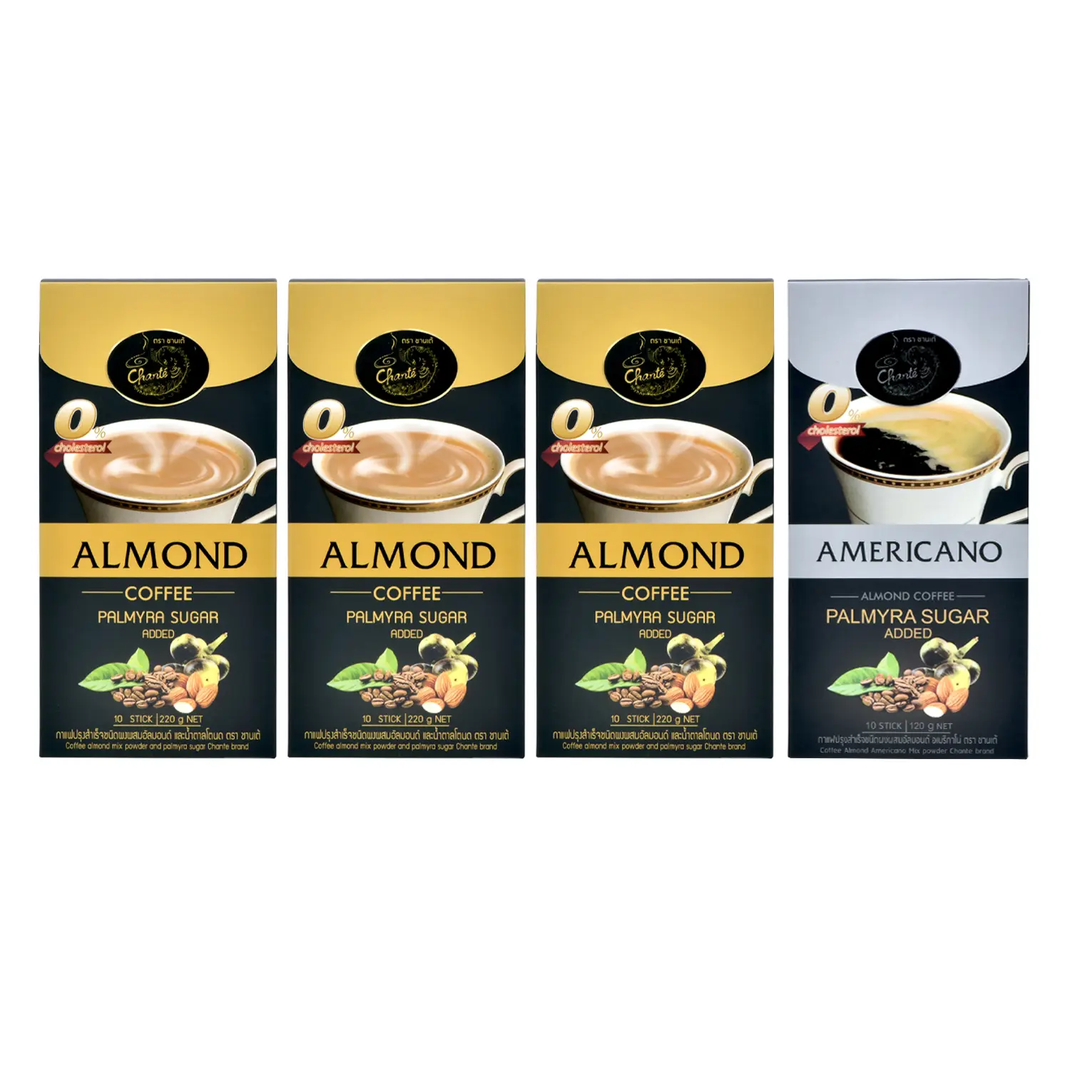 กาแฟปรุงสำเร็จชนิดผง ผสมอัลมอนด์และ น้ำตาลโตนด ตรา ชานเต้ (จำนวน 3 กล่อง) และ กาแฟปรุงสำเร็จชนิดผง ผสมอัลมอนด์อเมริกาโน่ ตรา ชานเต้ (จำนวน 1 กล่อง) - Image 2