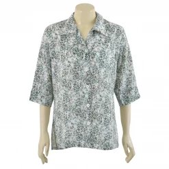 เซตเสื้อเชิ้ตสตรี แขน 4 ส่วน ผ้าพิมพ์ลายดอกไม้ พื้นสีน้ำตาลอมแดง และเสื้อเชิ้ตสตรี แขน 4 ส่วน ผ้าพิมพ์ลายดอกไม้พื้นขาวครีม - Image 7