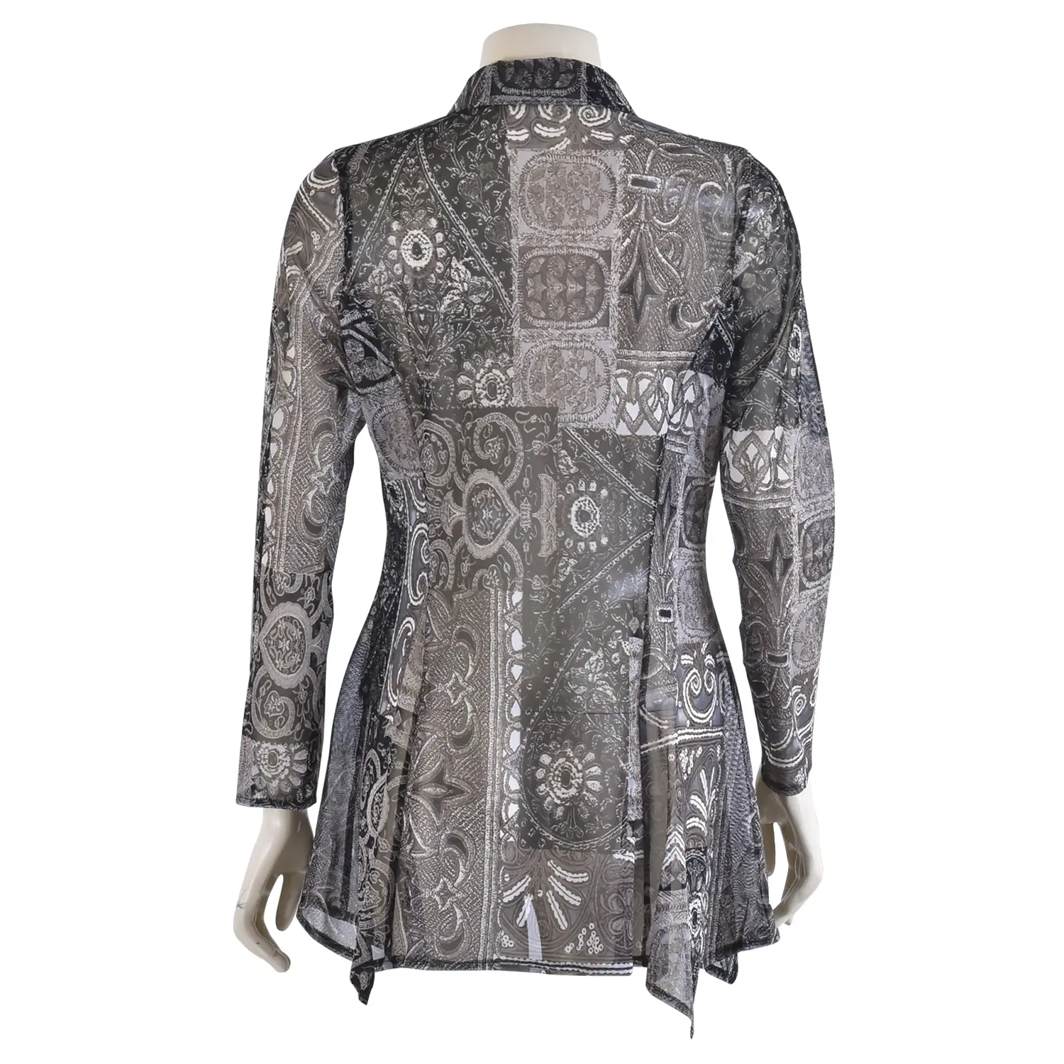 เสื้อทูนิคคอปกเชิ้ต กระดุม หน้า แขนกระบอกยาว ผ้า พาวเวอร์เน็ต - Image 4