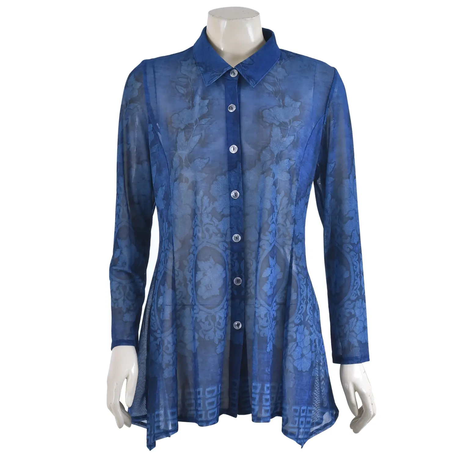 เสื้อทูนิคคอปกเชิ้ต กระดุม หน้า แขนกระบอกยาว ผ้า พาวเวอร์เน็ต - Image 5