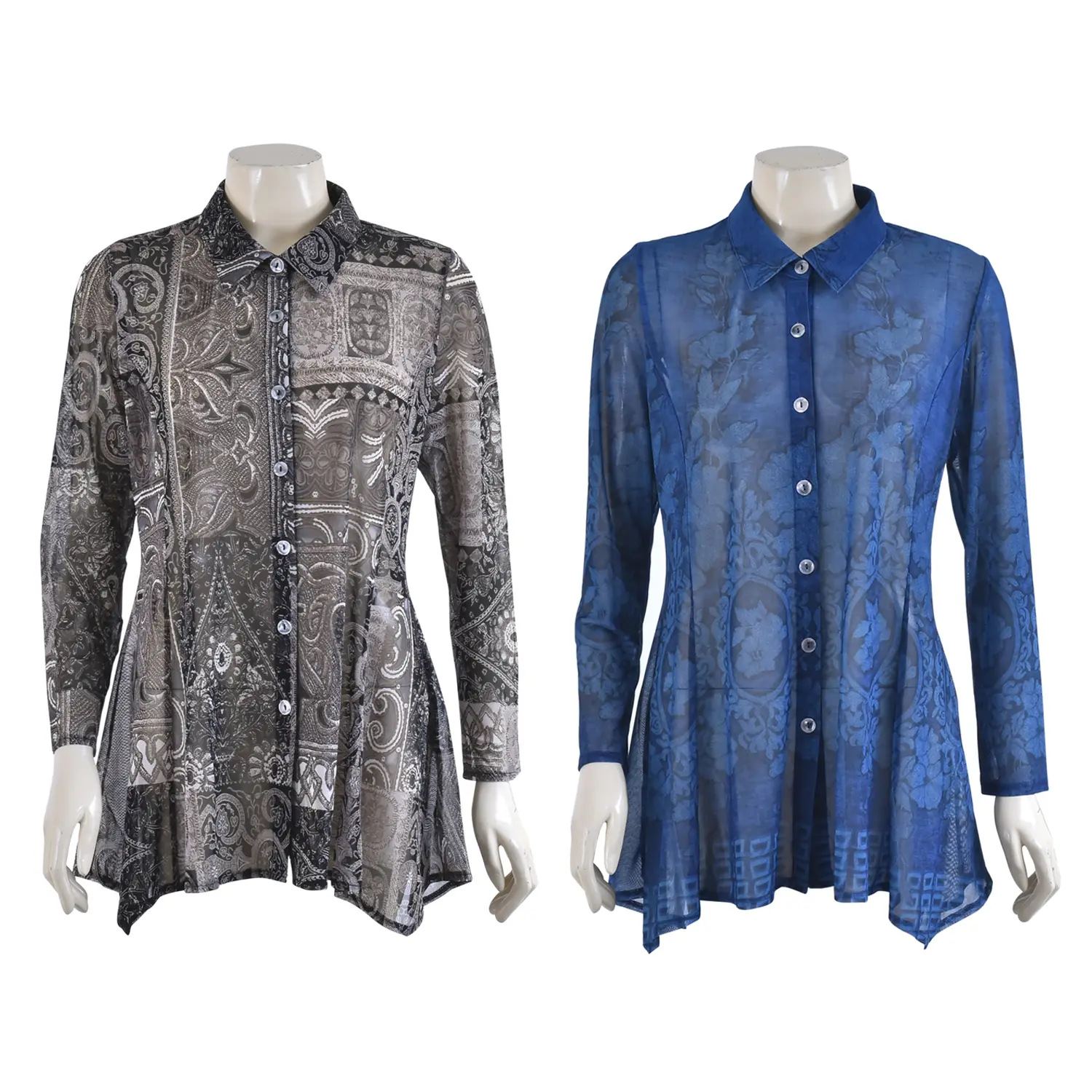 เสื้อทูนิคคอปกเชิ้ต กระดุม หน้า แขนกระบอกยาว ผ้า พาวเวอร์เน็ต - Image 6
