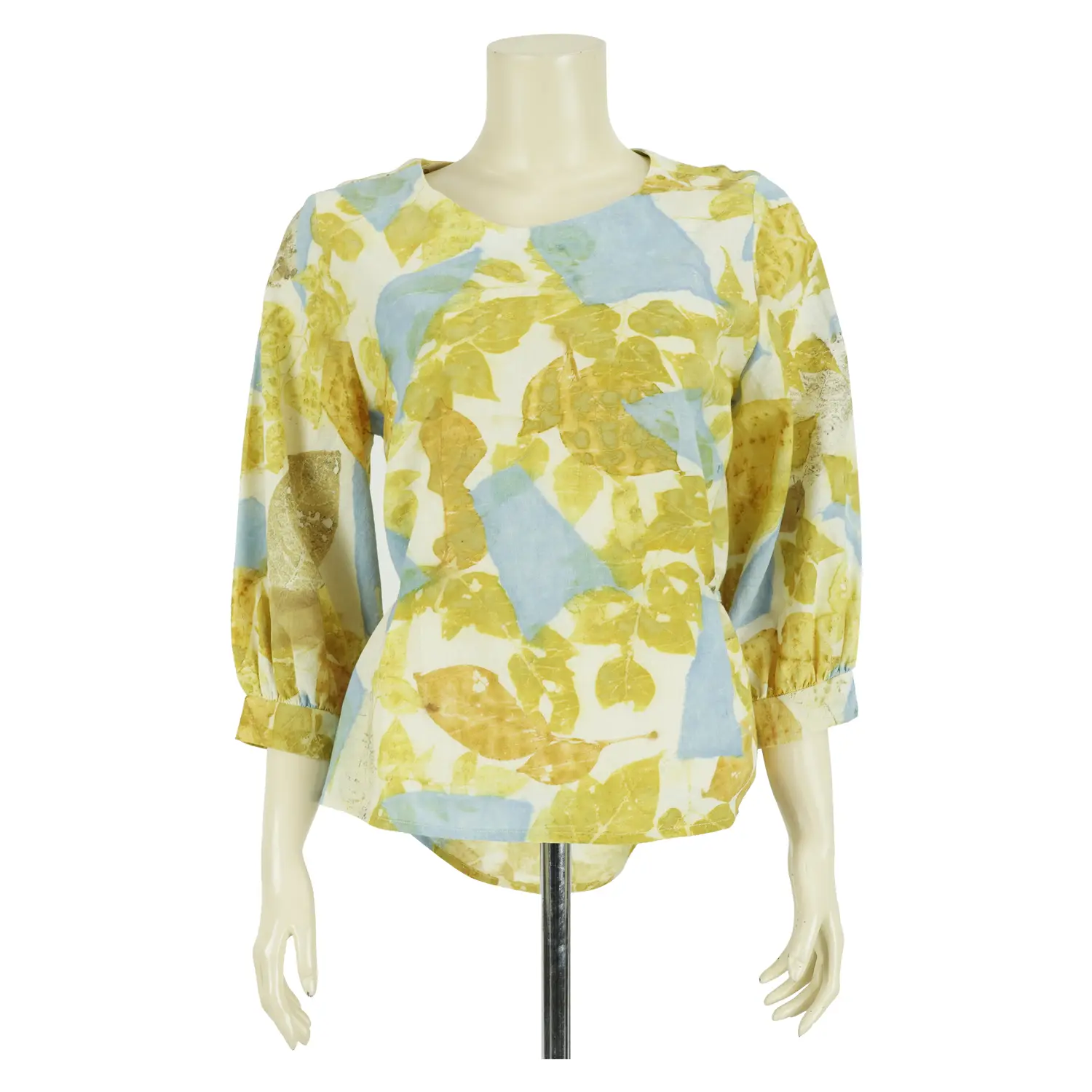 เสื้อสตรีคอกลม แขนบอลลูนยาว 4 ส่วน ผ้าพิมพ์ลายจากใบไม้ - Image 5