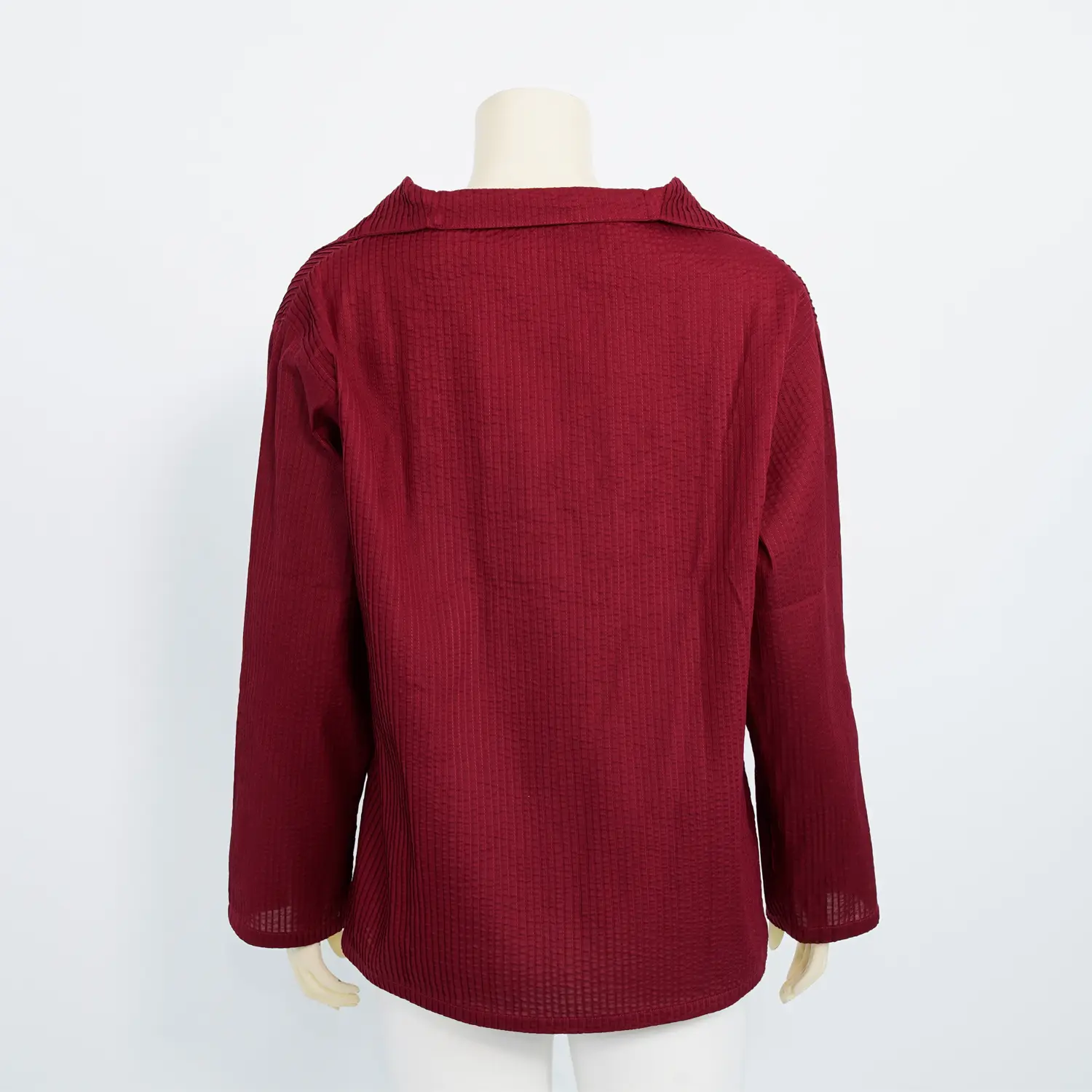 เสื้อคอปก แขนกระบอก ผ้าดีไซน์ตีเกล็ด - Image 3
