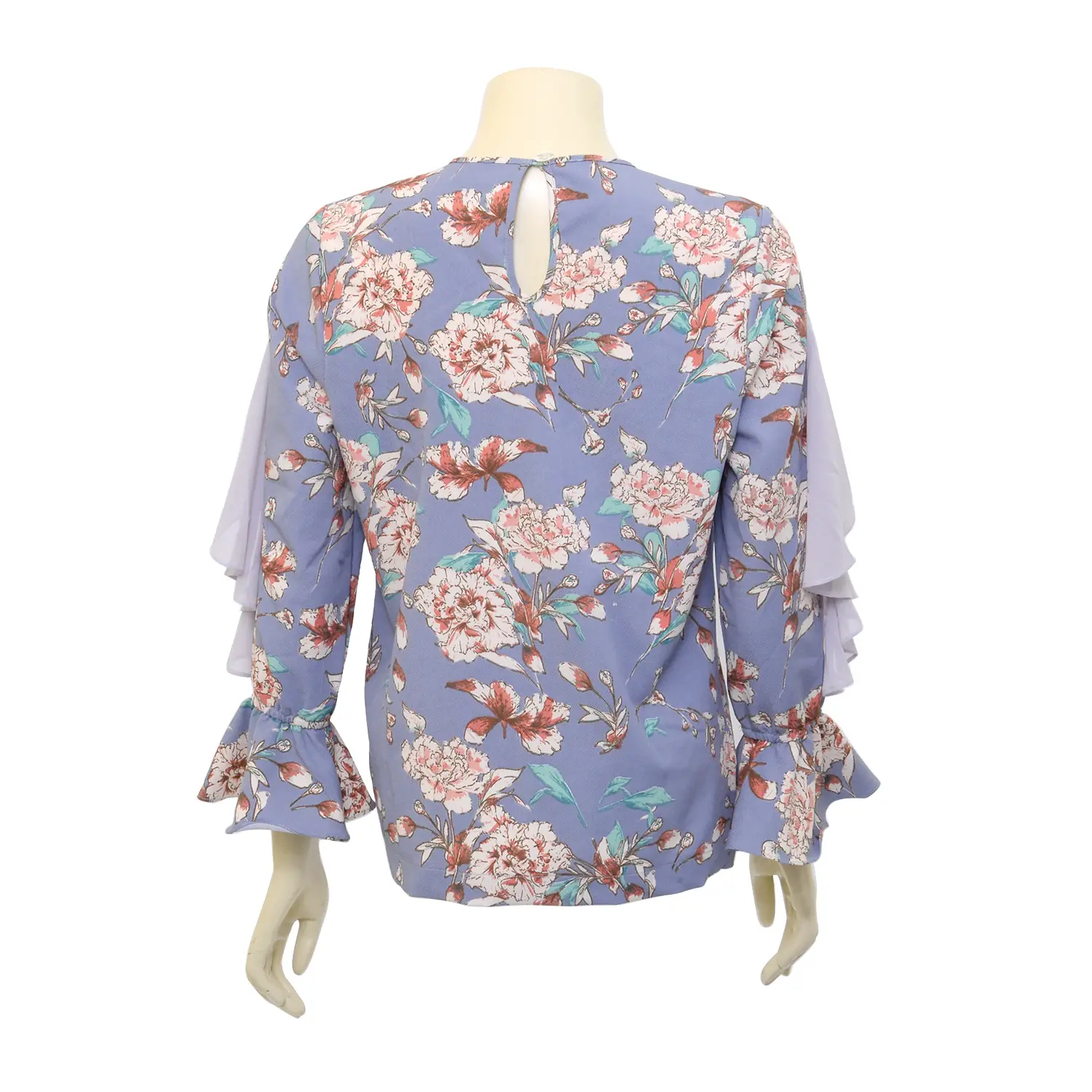 เสื้อสตรีคอกลม แบบสวม แขนยาวตกแต่งระบาย รุ่น Summer Floral Blouse - Image 2
