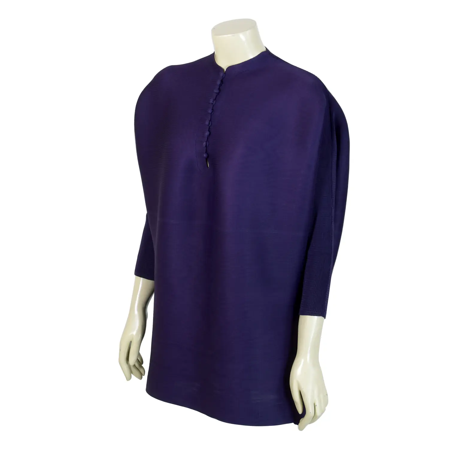 เสื้อสตรีอัดพลีท คอปีนแต่งกระดุม แขนยาว - Image 3