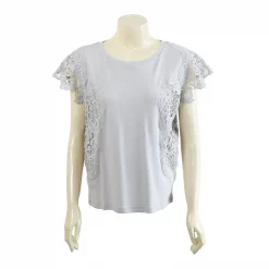 เสื้อสตรีคอกลมแบบสวม แขนเลย ตกแต่งลูกไม้ - Image 5