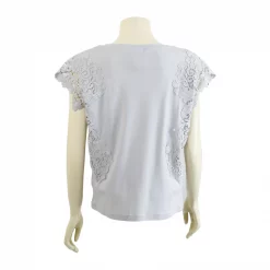 เสื้อสตรีคอกลมแบบสวม แขนเลย ตกแต่งลูกไม้ - Image 3