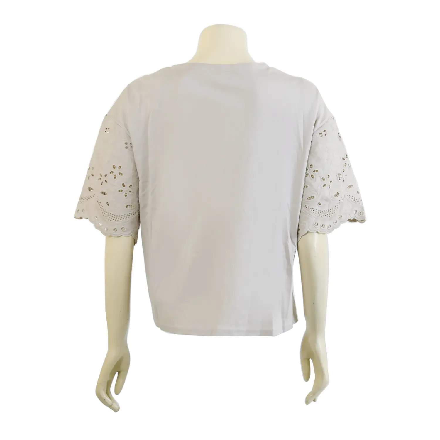 เสื้อคอวีทรงไหล่ตกแขนสั้น ตกแต่งลายปักรูปดอกไม้ - Image 3