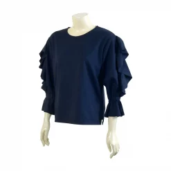 เสื้อสตรีคอกลม แขนตกแต่งระบาย - Image 3
