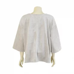 เสื้อคอวีแบบสวม ทรงไหล่ตก ผ้าหนังกลับเทียม - Image 3