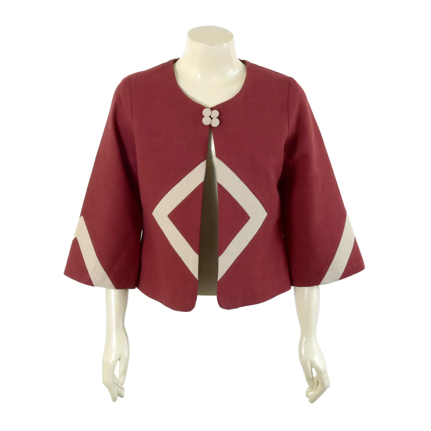 เสื้อคลุมผ้าฝ้ายชินไม แขน 5 ส่วน ทรงกระบอกใหญ่ สีพื้นแทรกลาย - Image 5