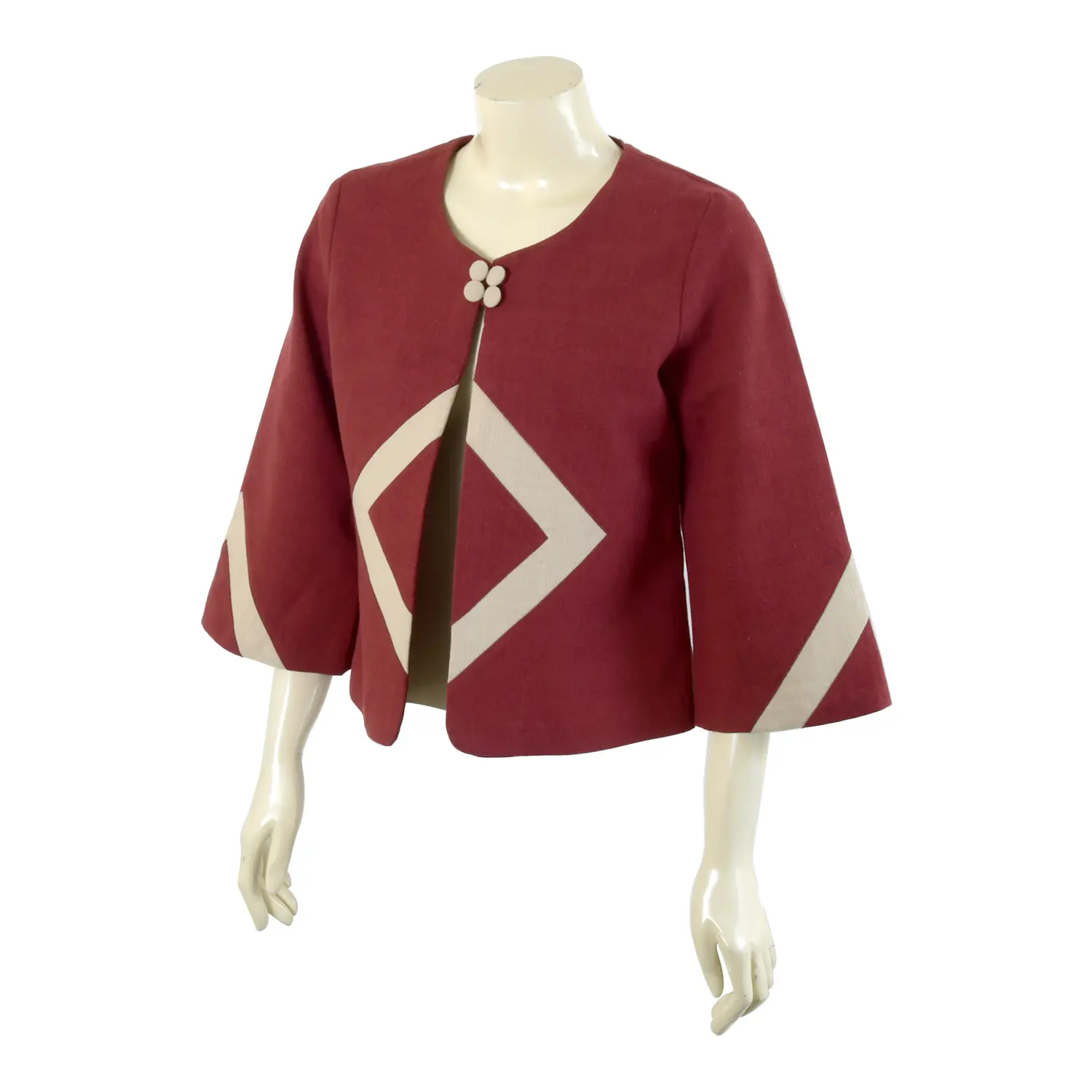 เสื้อคลุมผ้าฝ้ายชินไม แขน 5 ส่วน ทรงกระบอกใหญ่ สีพื้นแทรกลาย - Image 4