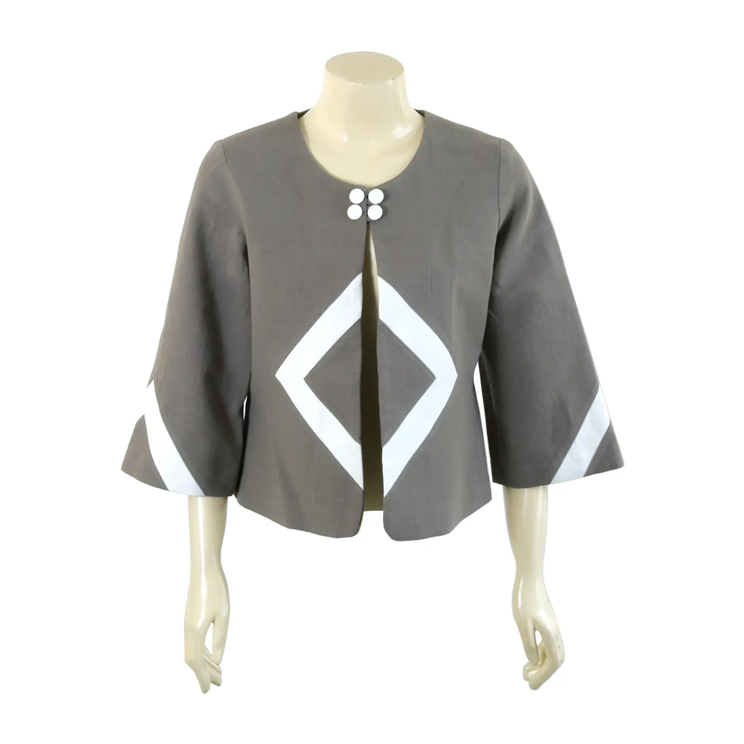 เสื้อคลุมผ้าฝ้ายชินไม แขน 5 ส่วน ทรงกระบอกใหญ่ สีพื้นแทรกลาย - Image 2