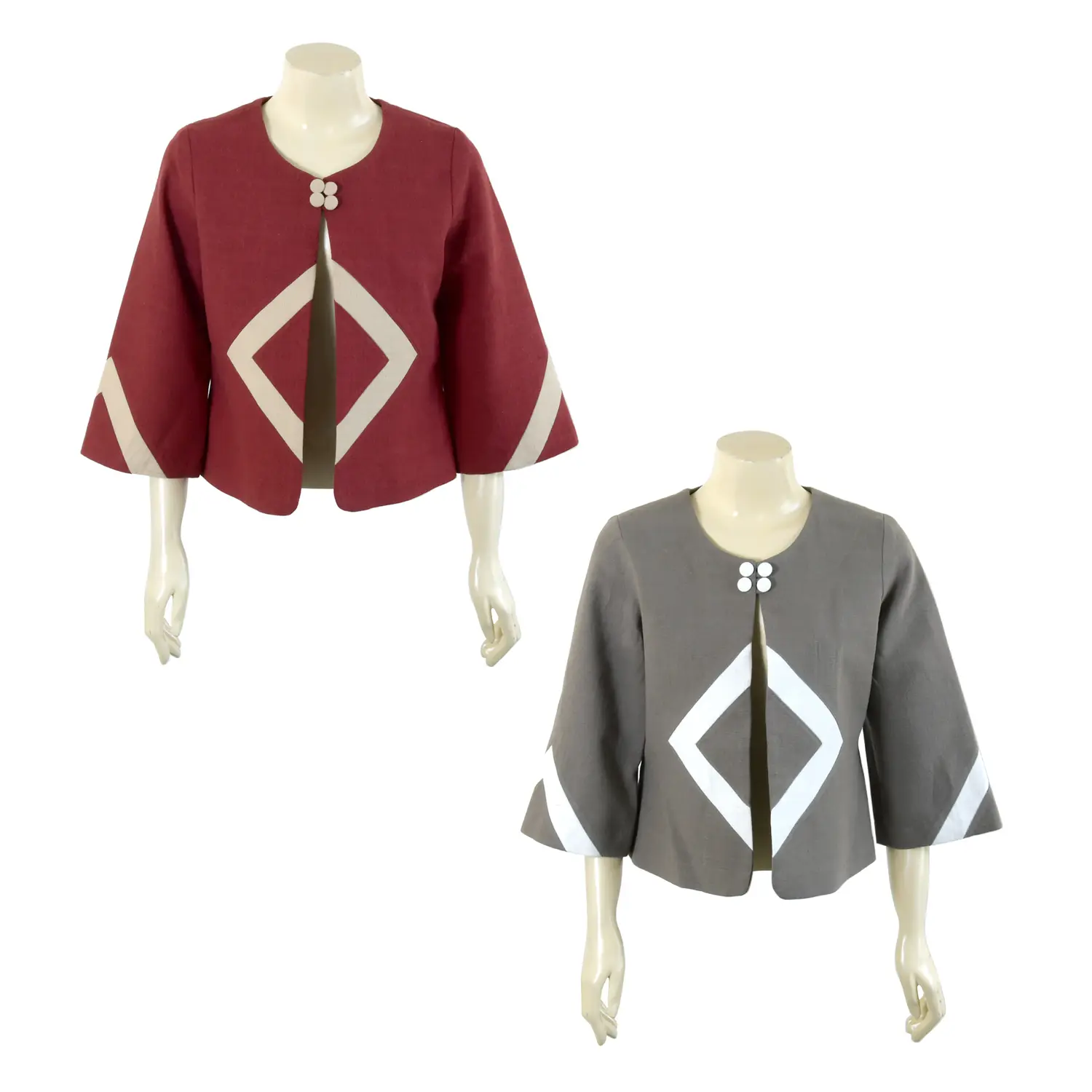 เสื้อคลุมผ้าฝ้ายชินไม แขน 5 ส่วน ทรงกระบอกใหญ่ สีพื้นแทรกลาย